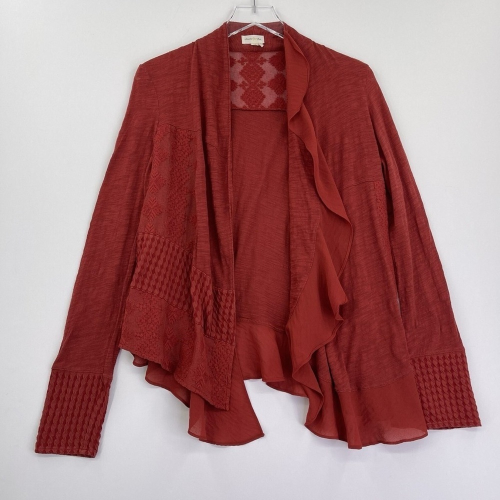 Anthropologie Elegant Rust Open-Front Sweater